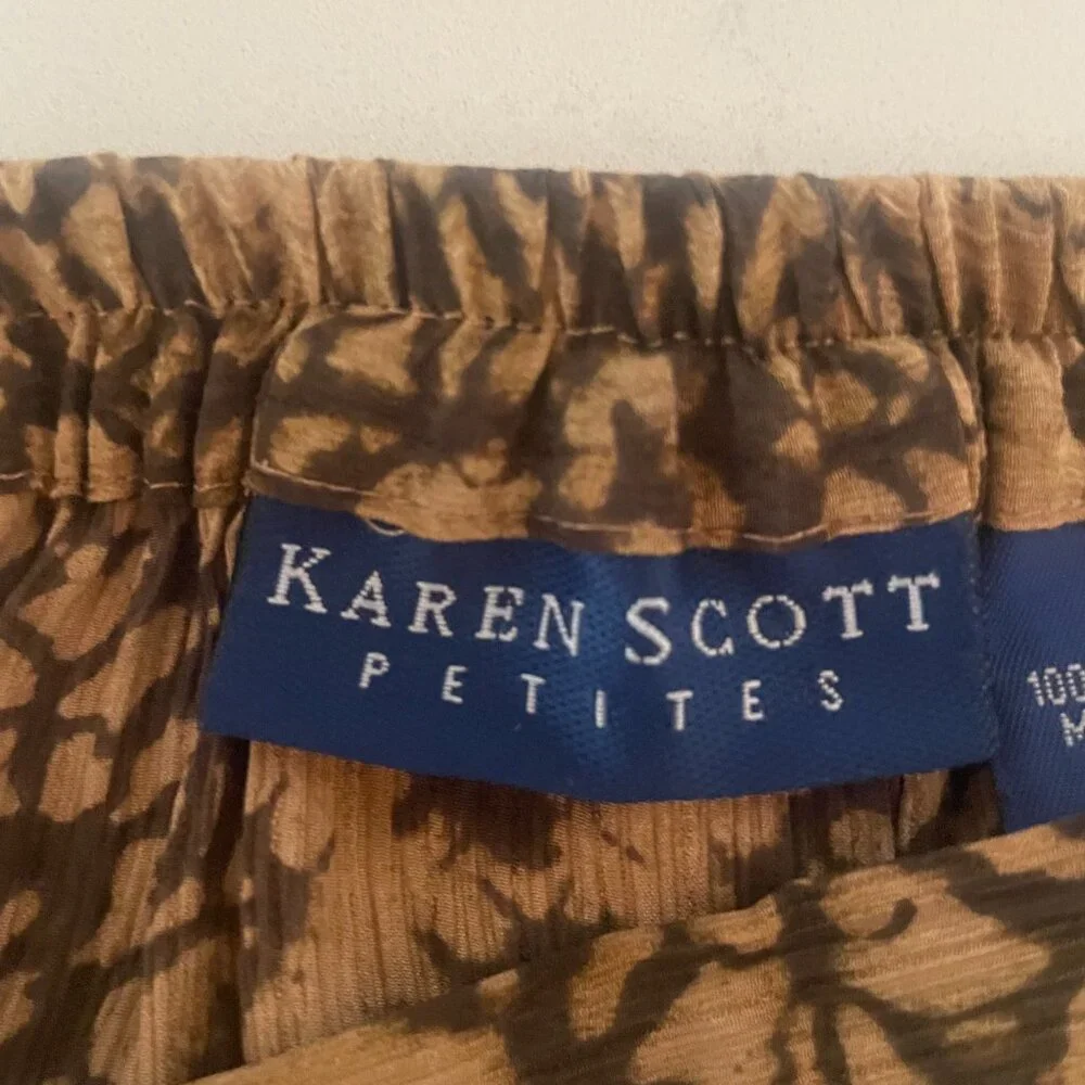 Karen Scott Petites Boho Print Silk Maxi Skirt, Black‎ and Tan, PS